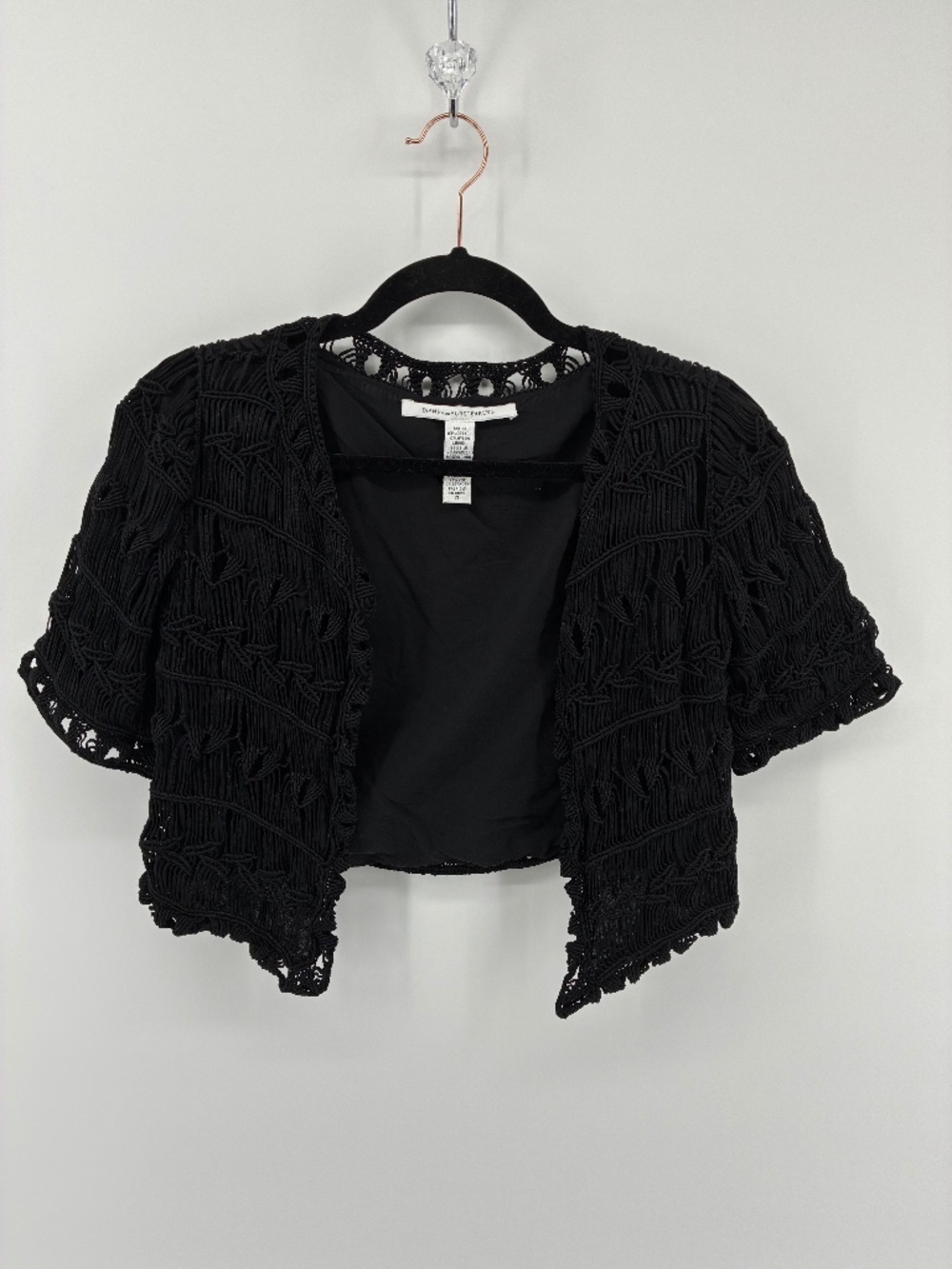 Diane Von Furstenberg Black Crochet Cardigan